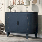 Aparador Retro Azul Marino / Negro / Blanco / Gris Antiguo con Puertas de Diseño Antiguo, Estilo 4 Puertas
