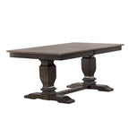 Mesa de comedor de madera maciza gris antiguo – Capacidad 6-8, Pedestal doble de transición