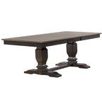 Mesa de comedor de madera maciza gris antiguo – Capacidad 6-8, Pedestal doble de transición