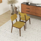 Sillas de comedor de terciopelo de mediados de siglo color naranja quemado / amarillo oscuro / azul, juego de 2