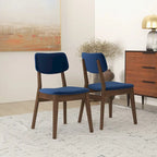 Sillas de comedor de terciopelo de mediados de siglo color naranja quemado / amarillo oscuro / azul, juego de 2