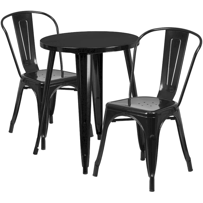 Juego de café de metal de 3 piezas para interior/exterior