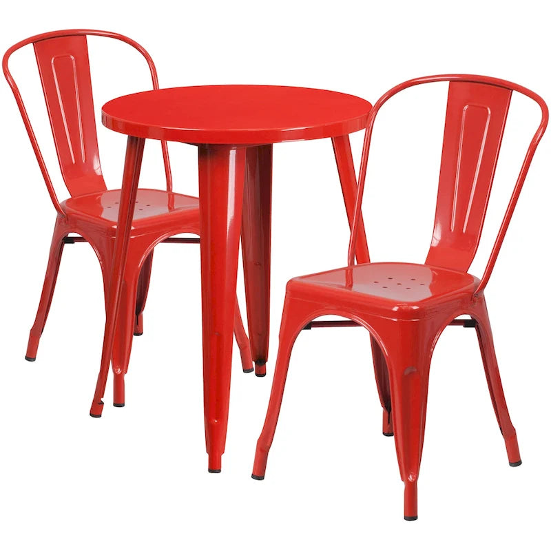Juego de café de metal de 3 piezas para interior/exterior