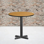 Mesa cuadrada laminada Natural / Nogal / Negro / Caoba con base en X, para 2 personas