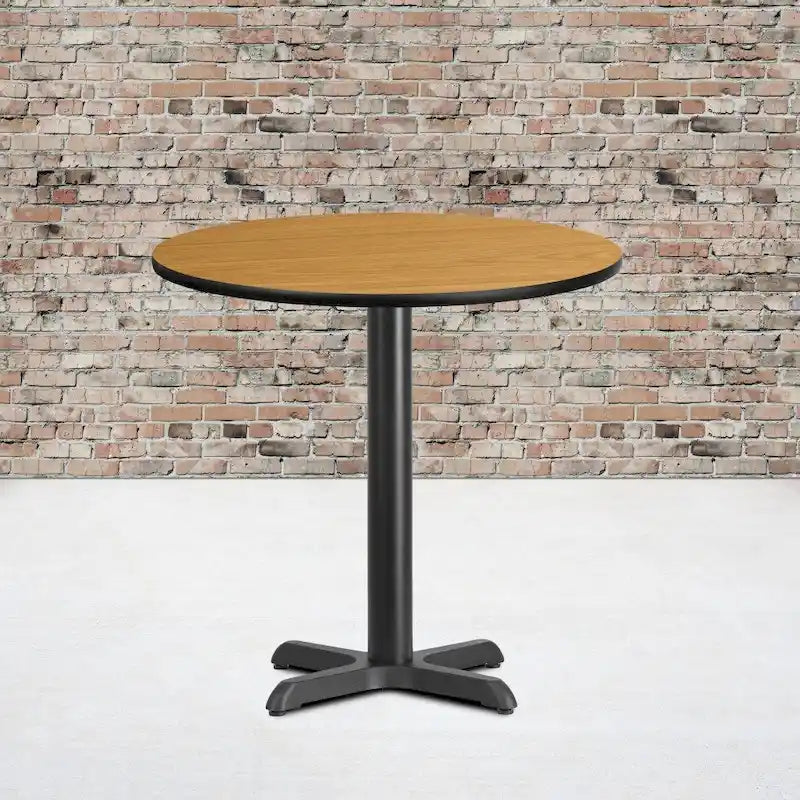 Mesa cuadrada laminada Natural / Nogal / Negro / Caoba con base en X, para 2 personas