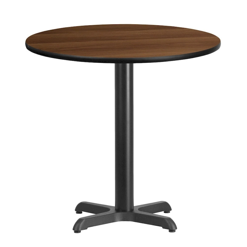Mesa cuadrada laminada Natural / Nogal / Negro / Caoba con base en X, para 2 personas