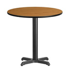 Mesa cuadrada laminada Natural / Nogal / Negro / Caoba con base en X, para 2 personas