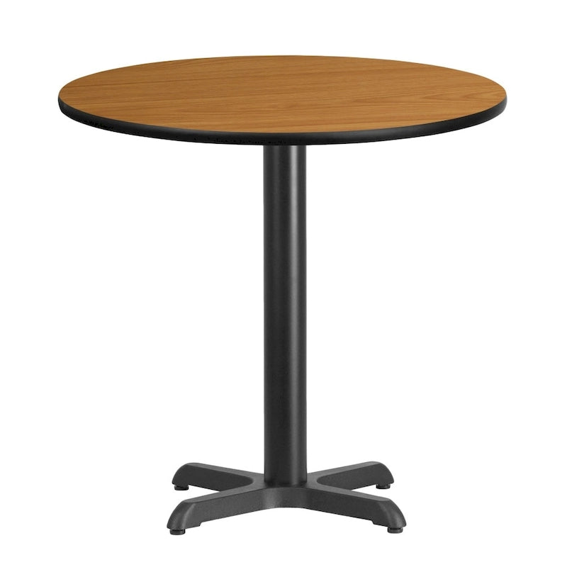 Mesa cuadrada laminada Natural / Nogal / Negro / Caoba con base en X, para 2 personas