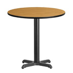 Mesa cuadrada laminada Natural / Nogal / Negro / Caoba con base en X, para 2 personas