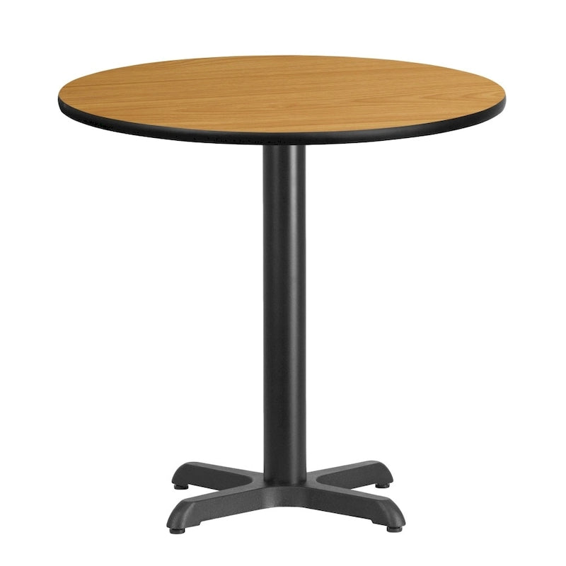 Mesa cuadrada laminada Natural / Nogal / Negro / Caoba con base en X, para 2 personas