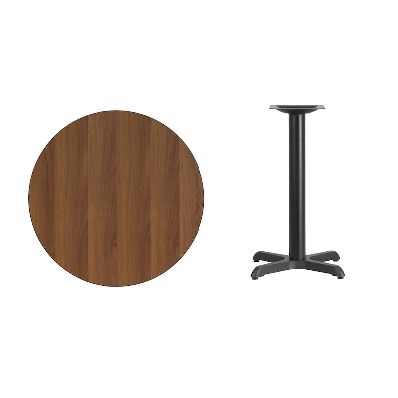 Mesa cuadrada laminada Natural / Nogal / Negro / Caoba con base en X, para 2 personas