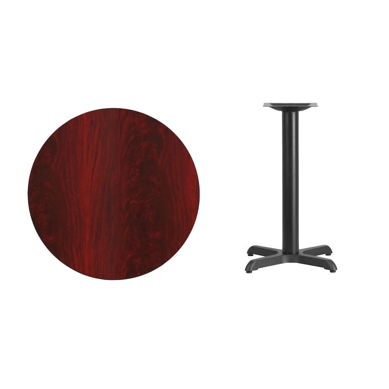 Mesa cuadrada laminada Natural / Nogal / Negro / Caoba con base en X, para 2 personas
