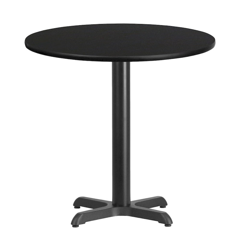 Mesa cuadrada laminada Natural / Nogal / Negro / Caoba con base en X, para 2 personas