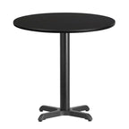 Mesa cuadrada laminada Natural / Nogal / Negro / Caoba con base en X, para 2 personas