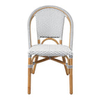 Silla de bistró de ratán blanco/gris, asiento individual