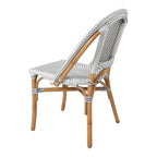 Silla de bistró de ratán blanco/gris, asiento individual