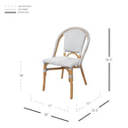 Silla de bistró de ratán blanco/gris, asiento individual