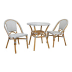 Silla de bistró de ratán blanco/gris, asiento individual