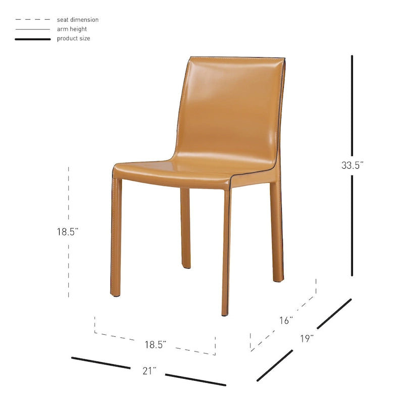 Silla Gervin de cuero reciclado, juego de 2