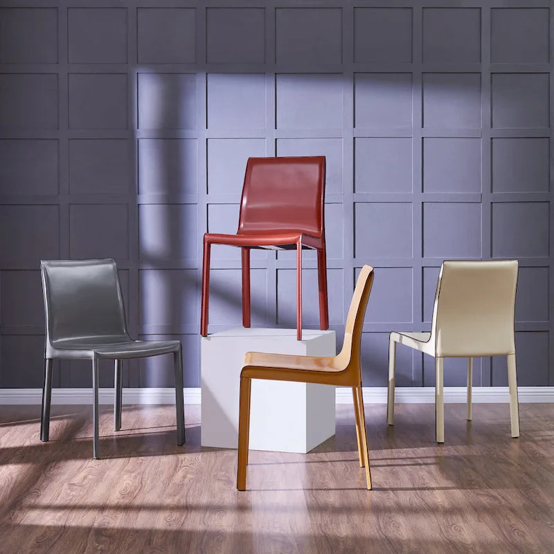 Silla Gervin de cuero reciclado, juego de 2