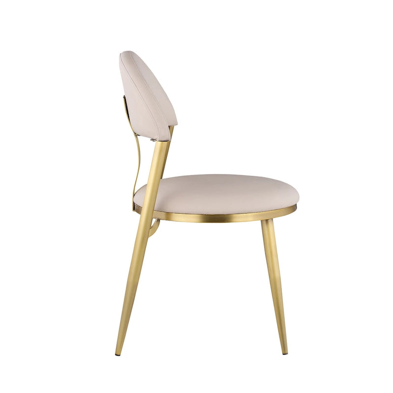 Juego de comedor Somette Kona de mármol con sillas color topo y dorado