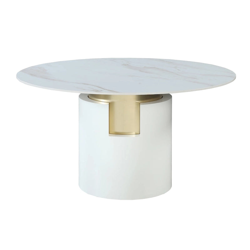 Juego de comedor Somette Kona de mármol con sillas color topo y dorado
