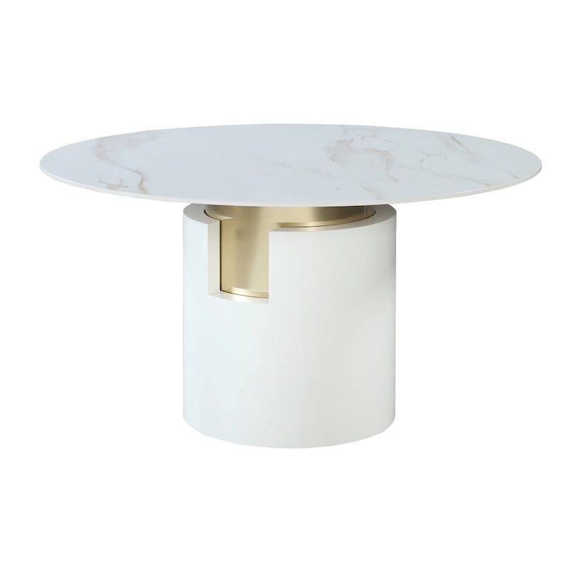 Juego de comedor Somette Kona de mármol con sillas color topo y dorado