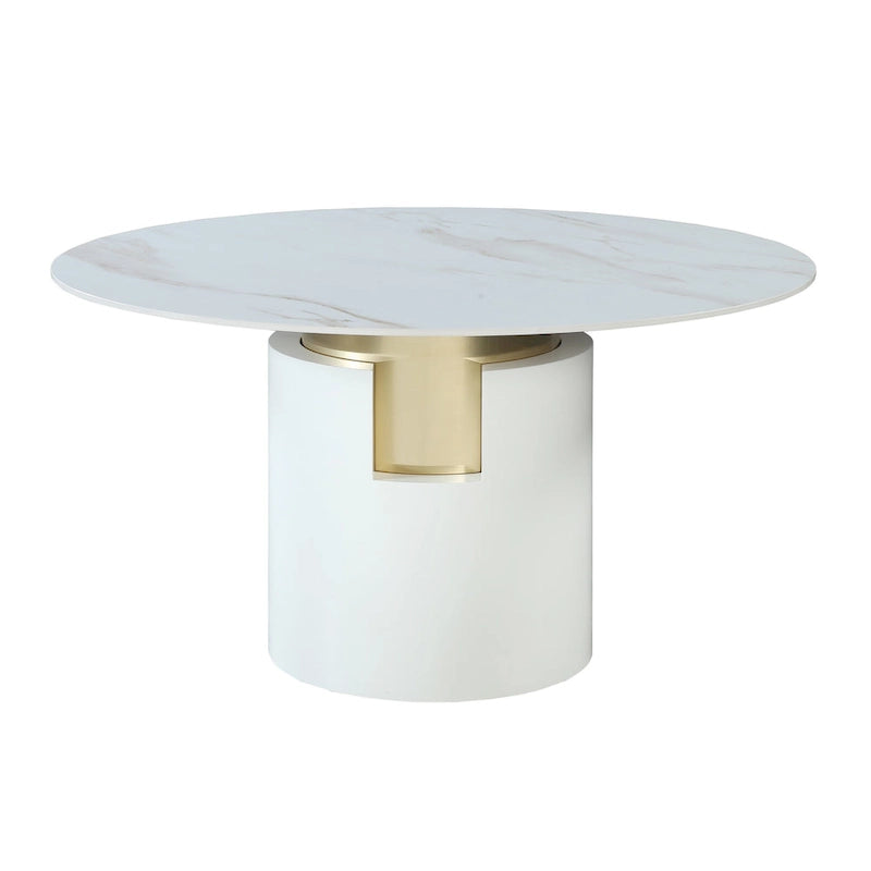 Juego de comedor Somette Kona de mármol con sillas color topo y dorado