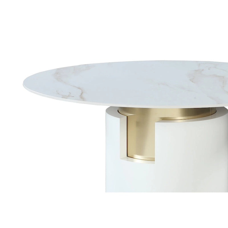 Juego de comedor Somette Kona de mármol con sillas color topo y dorado
