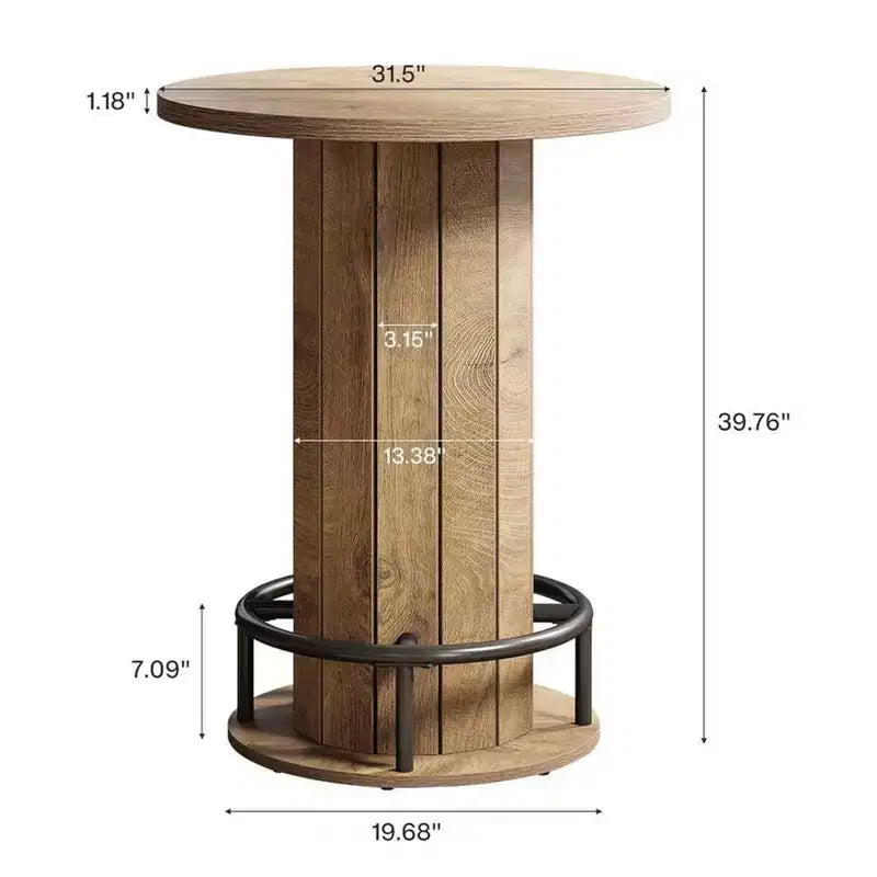 Industrial-Farmhouse Round Bistro Bar Table for Home Cafe & Office, Easy Assembly