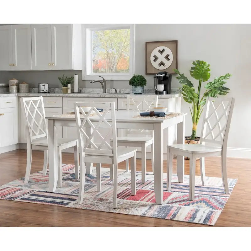 Juego de comedor de 5 piezas Harrow estilo casa de campo blanco