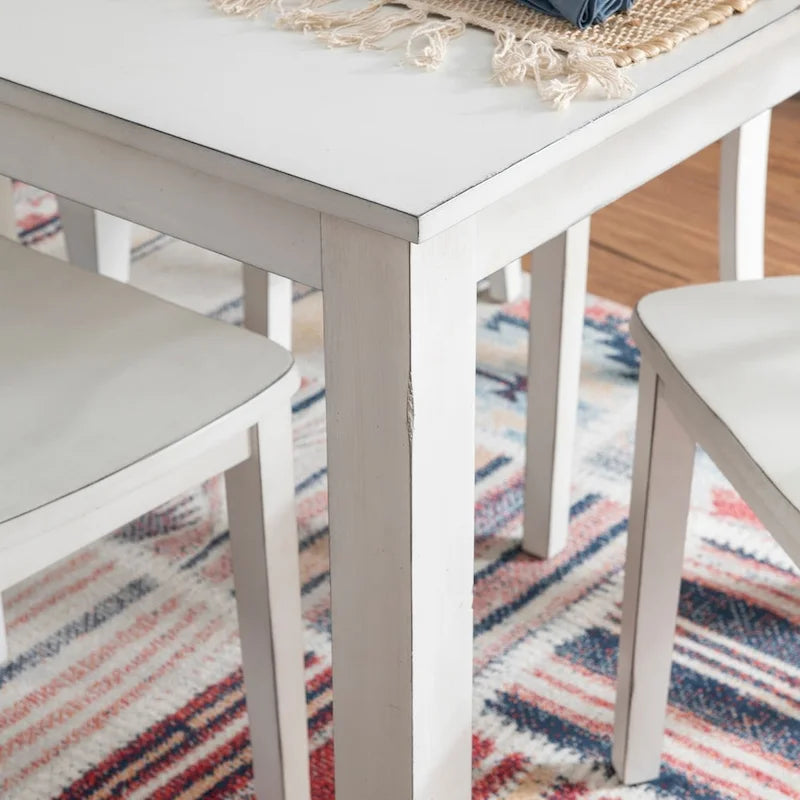 Juego de comedor de 5 piezas Harrow estilo casa de campo blanco