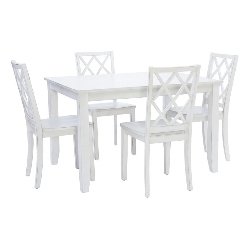 Juego de comedor de 5 piezas Harrow estilo casa de campo blanco