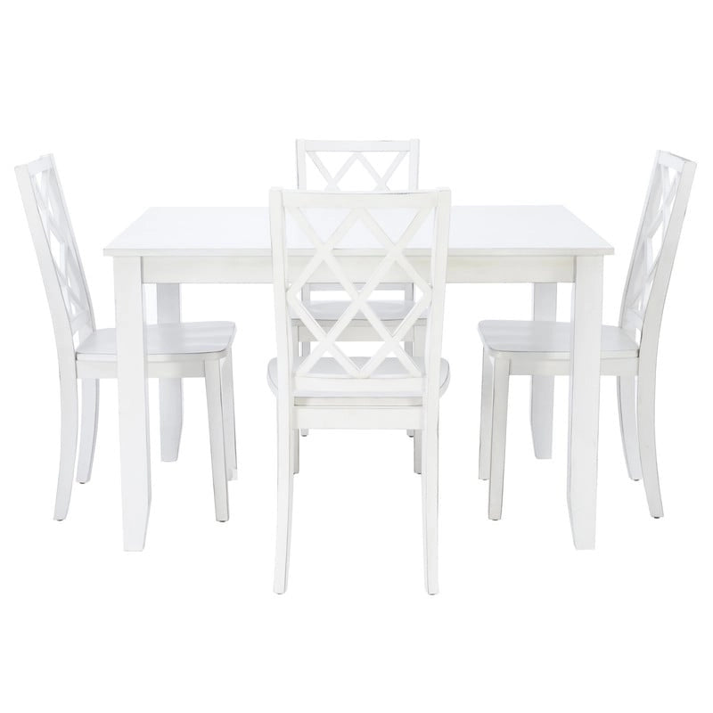 Juego de comedor de 5 piezas Harrow estilo casa de campo blanco