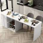 Isla de cocina blanca con almacenaje – 82.7" An., Asientos para 2–4