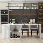 Isla de cocina blanca con almacenaje – 82.7" An., Asientos para 2–4