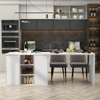 Isla de cocina blanca con almacenaje – 82.7" An., Asientos para 2–4