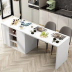 Isla de cocina blanca con almacenaje – 82.7" An., Asientos para 2–4