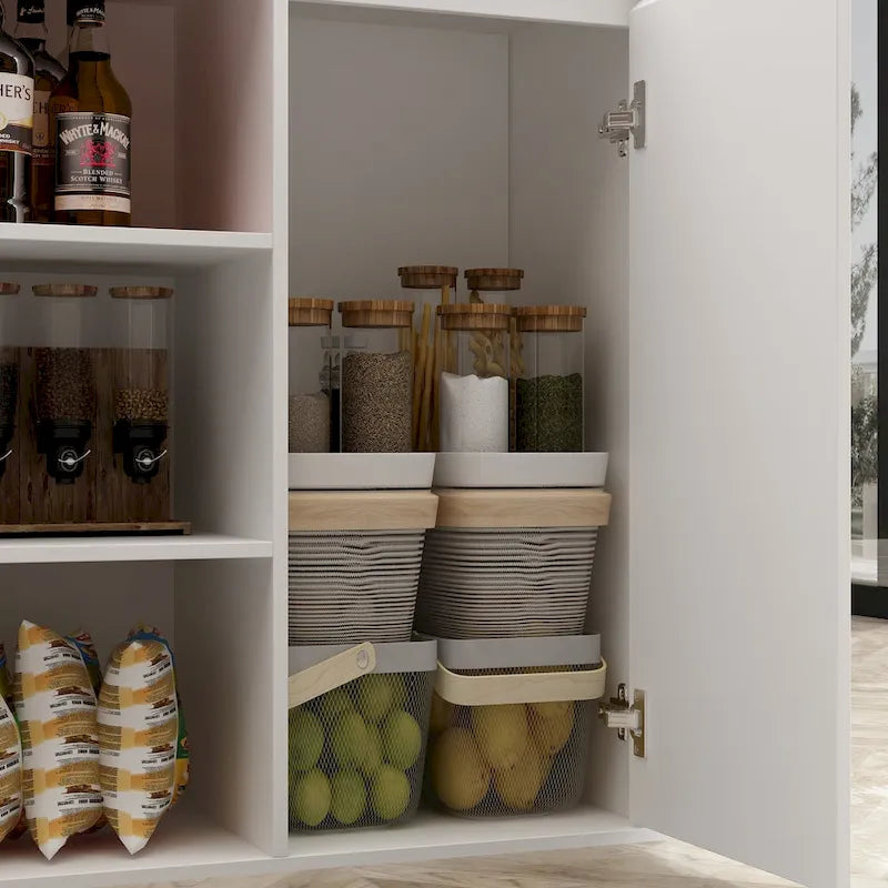 Isla de cocina blanca con almacenaje – 82.7" An., Asientos para 2–4