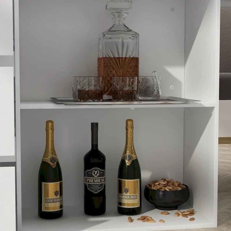 Isla de cocina blanca con almacenaje – 82.7" An., Asientos para 2–4