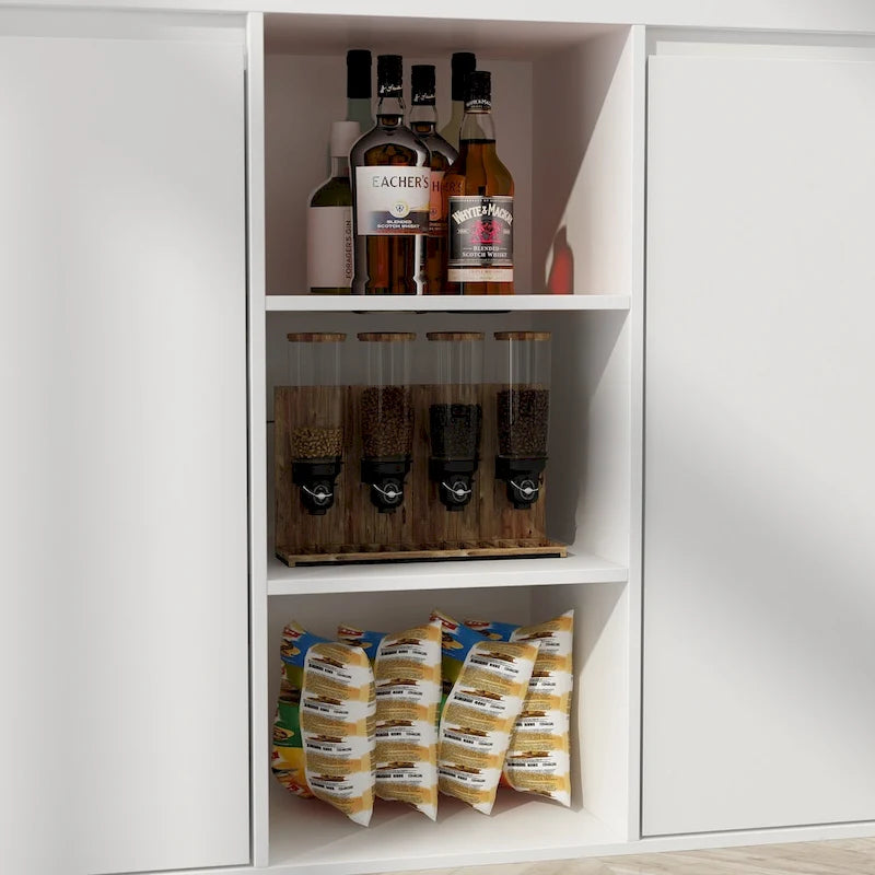 Isla de cocina blanca con almacenaje – 82.7" An., Asientos para 2–4