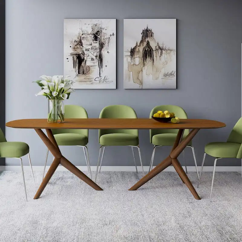 Mesa de comedor rectangular Nogal marrón, 8 asientos