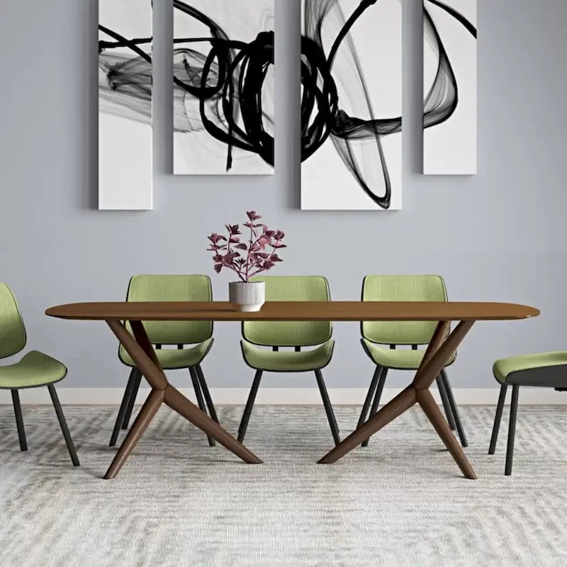 Mesa de comedor rectangular Nogal marrón, 8 asientos