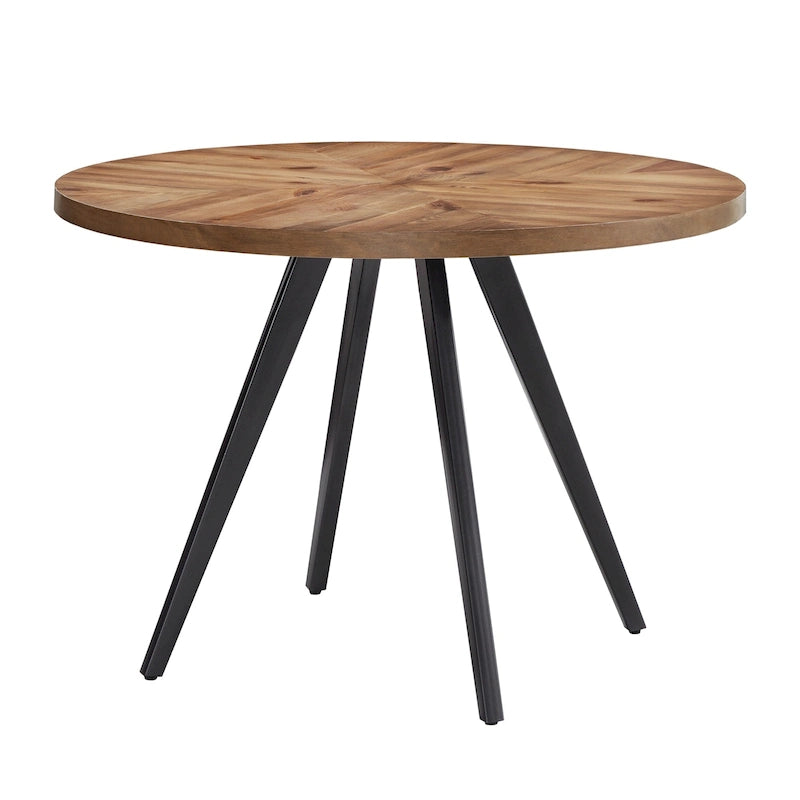 Mesa de comedor redonda Oak & Iron Grey – Estilo de mediados de siglo, 4 plazas