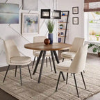 Mesa de comedor redonda Oak & Iron Grey – Estilo de mediados de siglo, 4 plazas