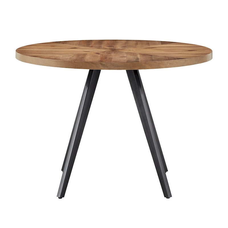Mesa de comedor redonda Oak & Iron Grey – Estilo de mediados de siglo, 4 plazas