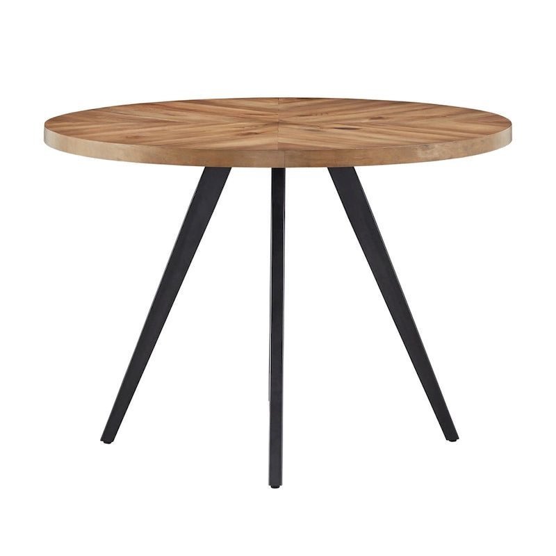 Mesa de comedor redonda Oak & Iron Grey – Estilo de mediados de siglo, 4 plazas