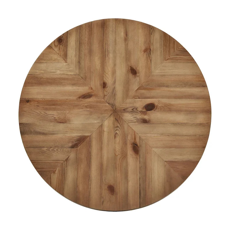 Mesa de comedor redonda Oak & Iron Grey – Estilo de mediados de siglo, 4 plazas