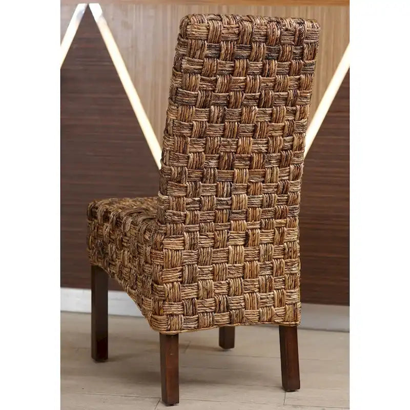 Silla de Comedor Victor de Abacá Trenzado/Caoba (Juego de 2)
