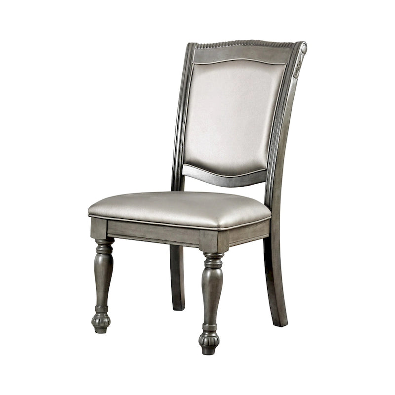 Sillas de comedor Tima tradicionales de piel sintética gris (juego de 2) de Furniture of America